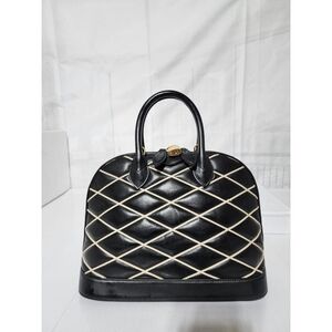 LOUIS VUITTON Lambskin Leather Malletage Alma PM Bag Black/White